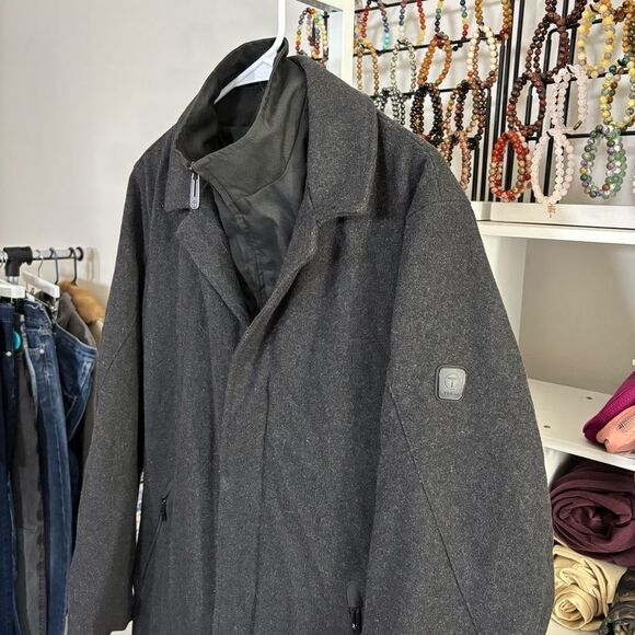 Men's Black wool Coat T Tech by TUMI winter weatherproof coat layered - Picture 13 of 14